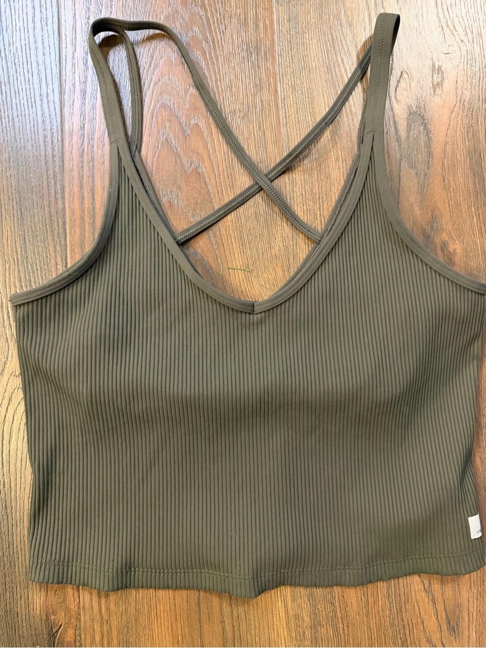 Vuori Olive Ribbed Crossback Cami Tank Top